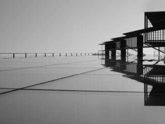 abstract architecture black and white boardwalk