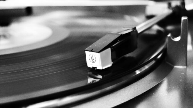 vinyl record on vinyl player